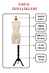 Pantolon Giyebilen Vitrin Amaçlı Terzi Mankeni Vitrin Mankeni 36-38-40-42-44-46 Beden 42 beden