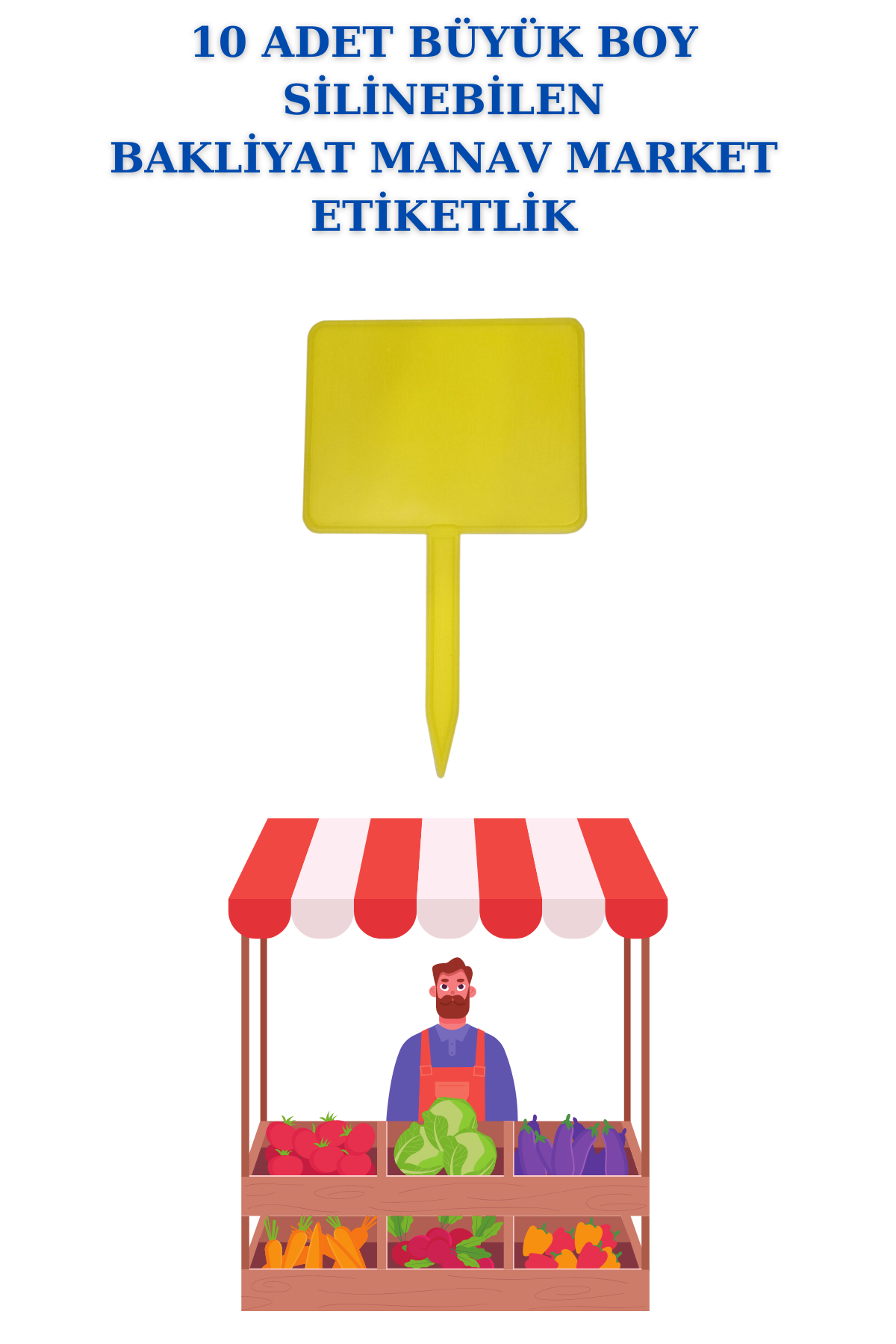 10 Adet Yaz Sil Sapla Bakliyat Etiketliği Manav Etiketliği Pazarcı Etiketi BÜYÜK - SARI