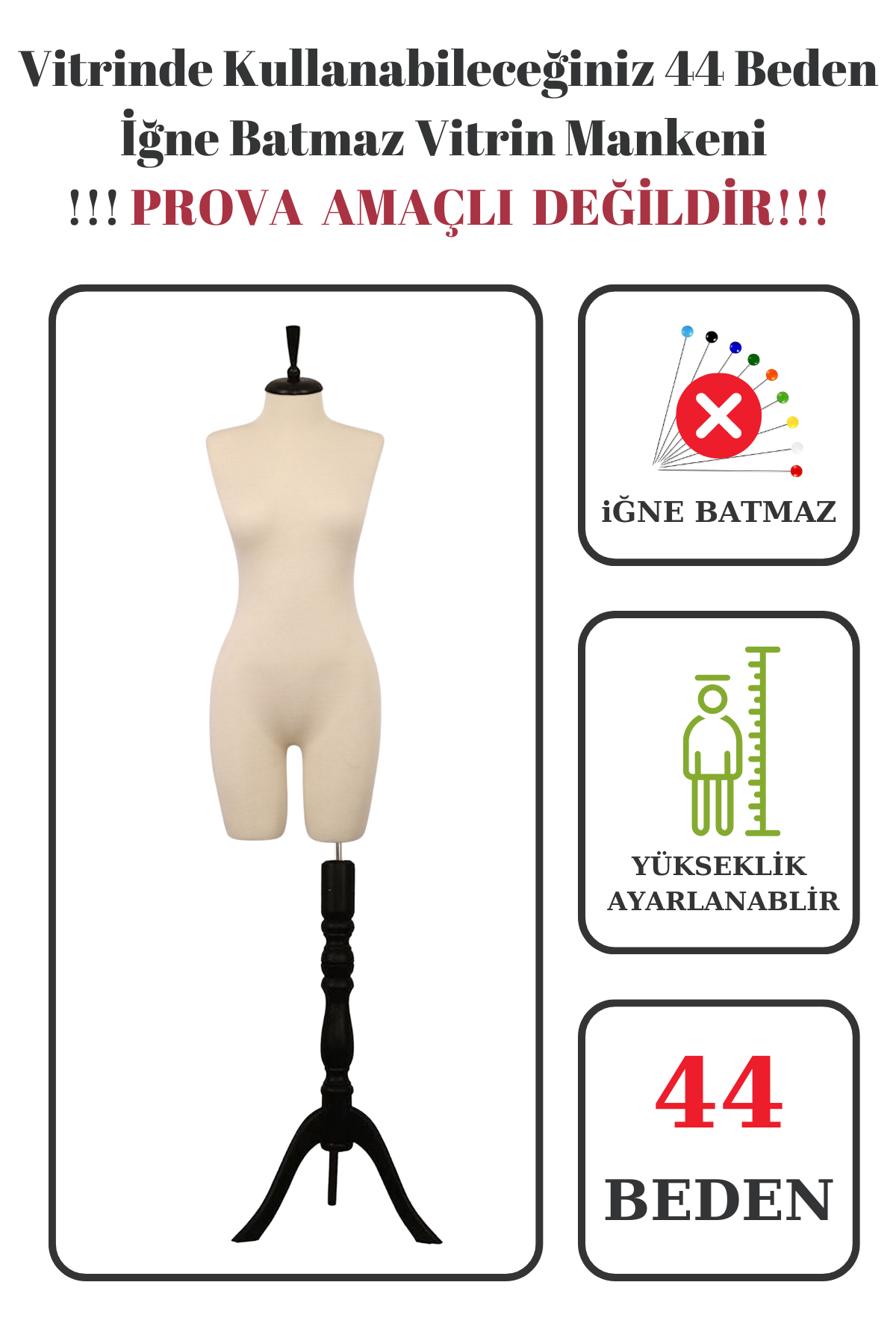 Pantolon Giyebilen Vitrin Amaçlı Terzi Mankeni Vitrin Mankeni 36-38-40-42-44-46 Beden 44 beden