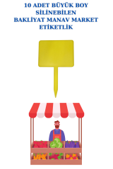 10 Adet Yaz Sil Sapla Bakliyat Etiketliği Manav Etiketliği Pazarcı Etiketi BÜYÜK - SARI