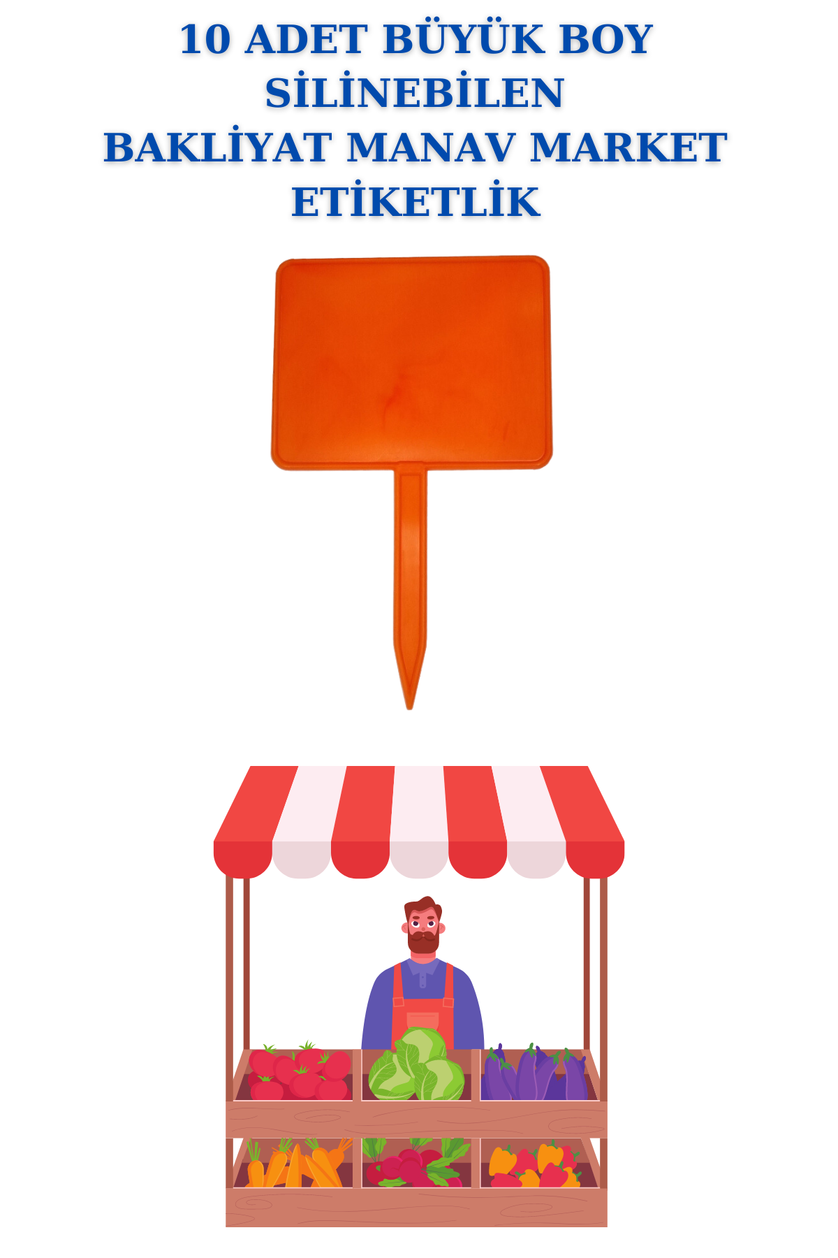 10 Adet Yaz Sil Sapla Bakliyat Etiketliği Manav Etiketliği Pazarcı Etiketi BÜYÜK - TURUNCU