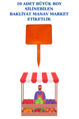 10 Adet Yaz Sil Sapla Bakliyat Etiketliği Manav Etiketliği Pazarcı Etiketi BÜYÜK - TURUNCU