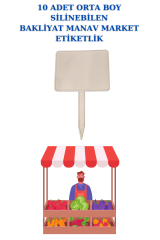 10 Adet Yaz Sil Sapla Bakliyat Etiketliği Manav Etiketliği Pazarcı Etiketi ORTA - BEYAZ