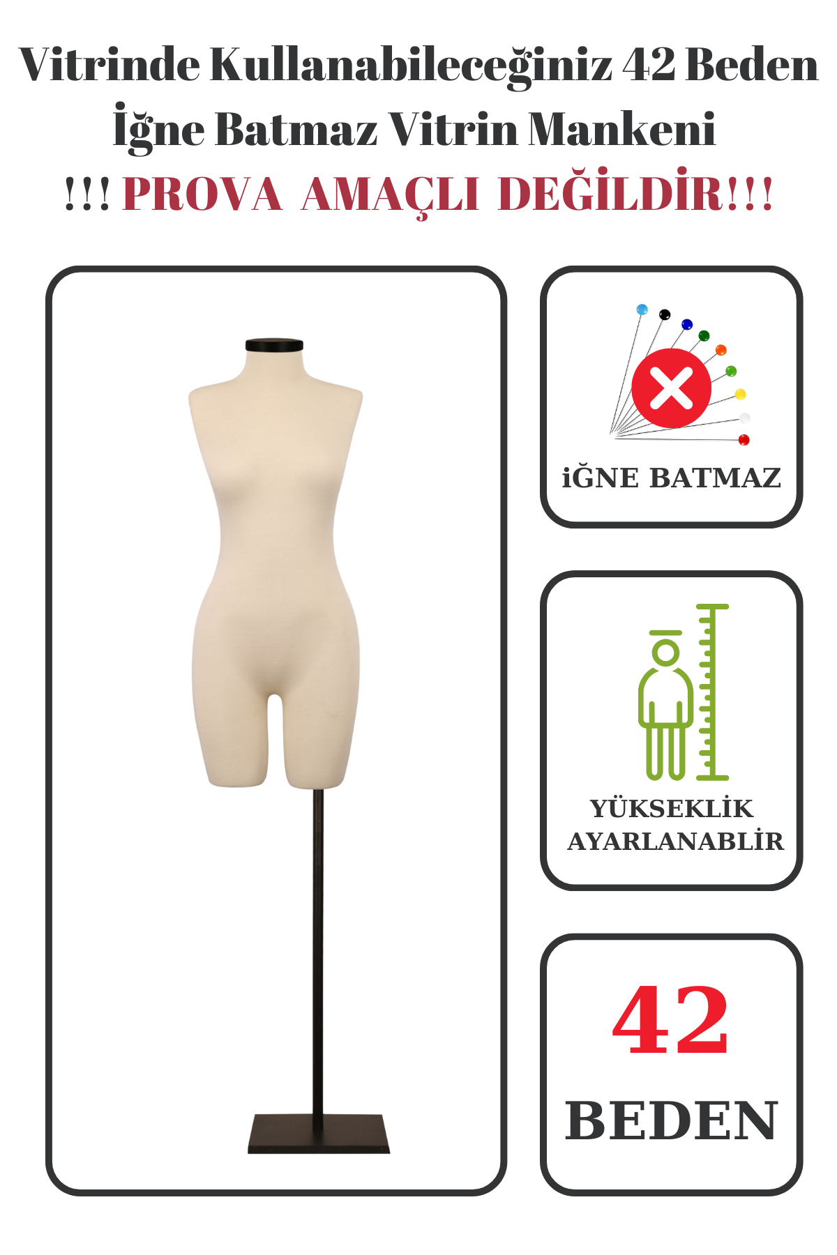 Pantolon Giyebilen  Vitrin Amaçlı Terzi Mankeni Vitrin Mankeni 36-38-40-42-44-46 Beden 42 beden
