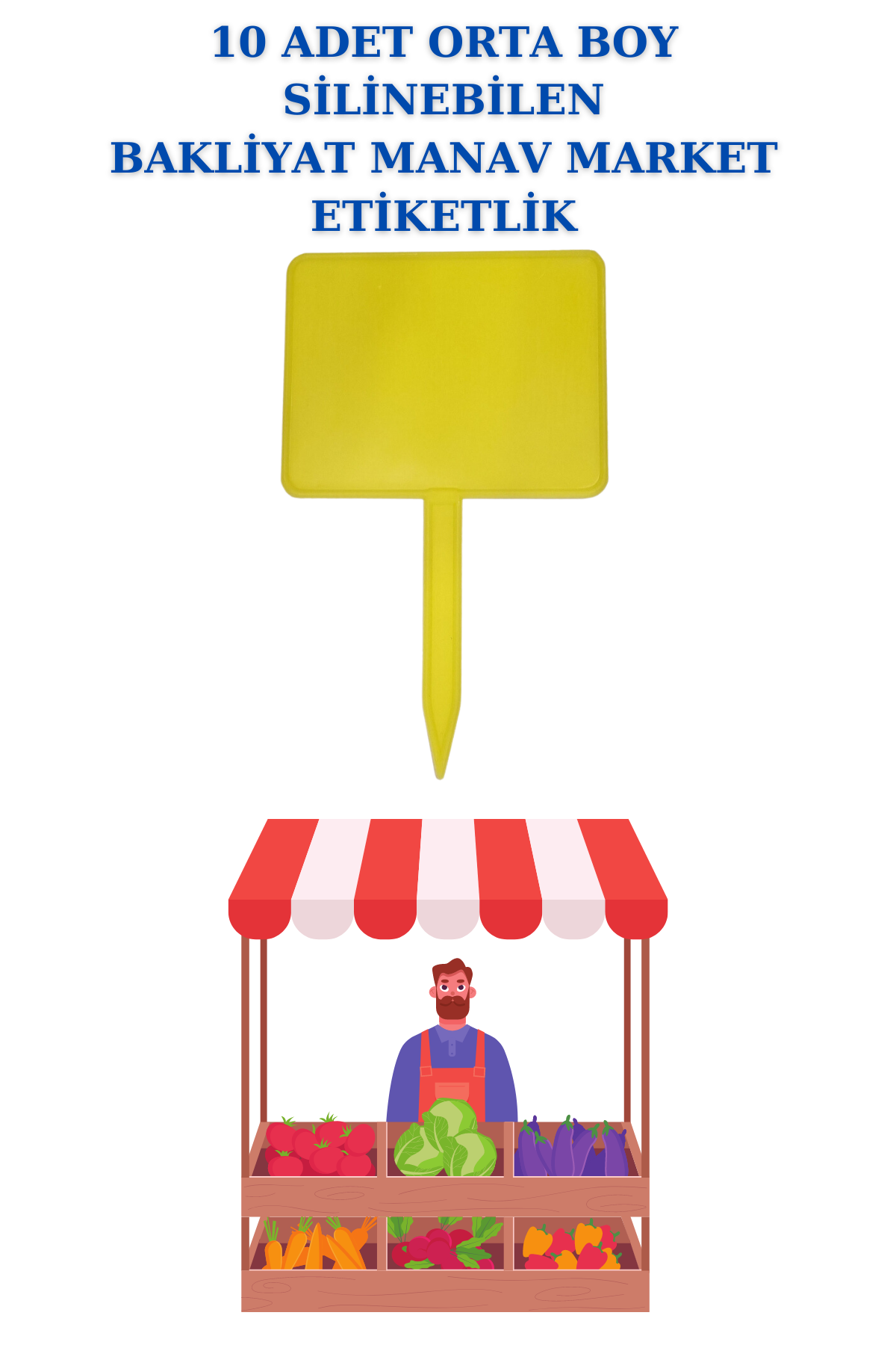 10 Adet Yaz Sil Sapla Bakliyat Etiketliği Manav Etiketliği Pazarcı Etiketi ORTA - SARI