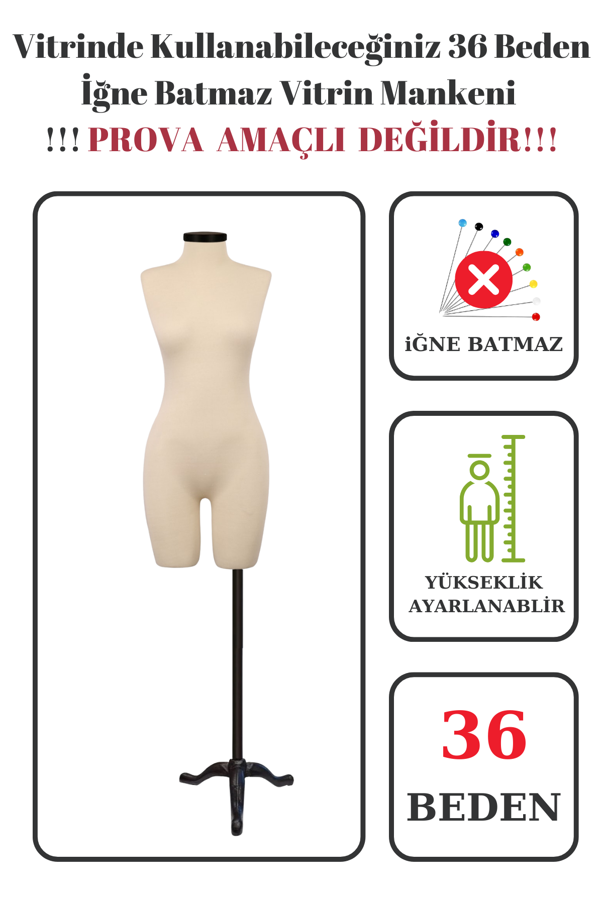 Pantolon Giyebilen Vitrin Mankeni Terzi Mankeni 36-38-40-42-44-46 36 beden