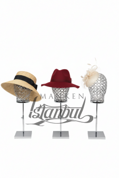 Bayan gümüş renk tel kafa mankeni