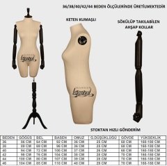 Keten Kumaş Pantolon Giyebilen Ahşap Kol Terzi Mankeni Vitrin Mankeni