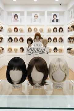 Bayan keten kumaş kaplı kafa mankeni