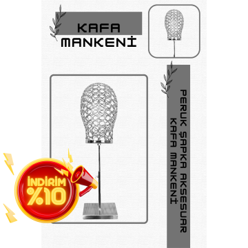 Erkek gümüş renk tel kafa mankeni