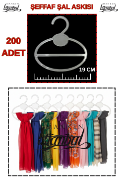25 Adet Şeffaf Kristal Şal Askısı Eşarp Askısı 200 ADET - 19 cm