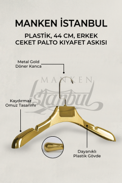 Erkek 44 Cm Gold Renk Ceket Askısı 10 Adet