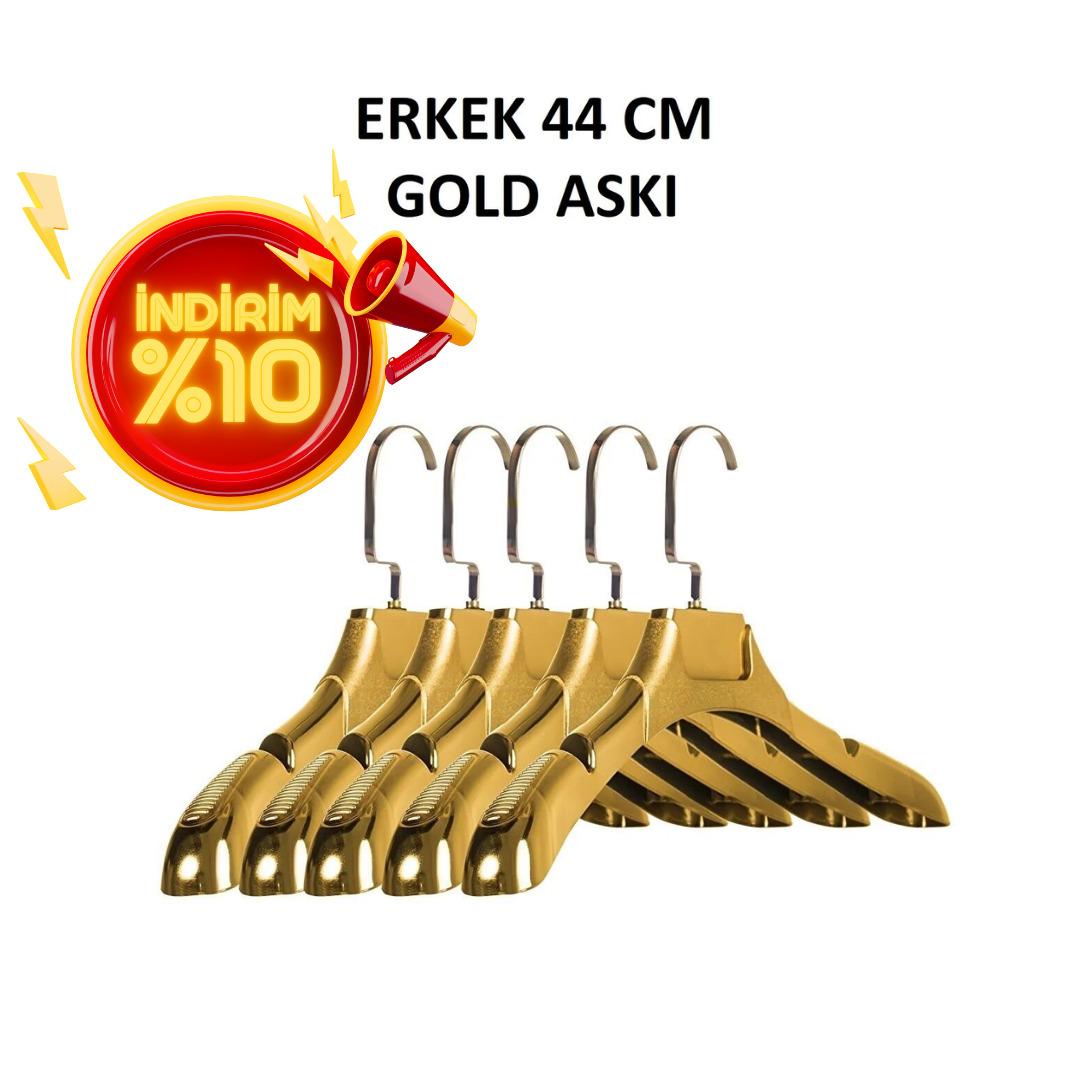 Erkek 44 Cm Gold Renk Ceket Askısı 10 Adet