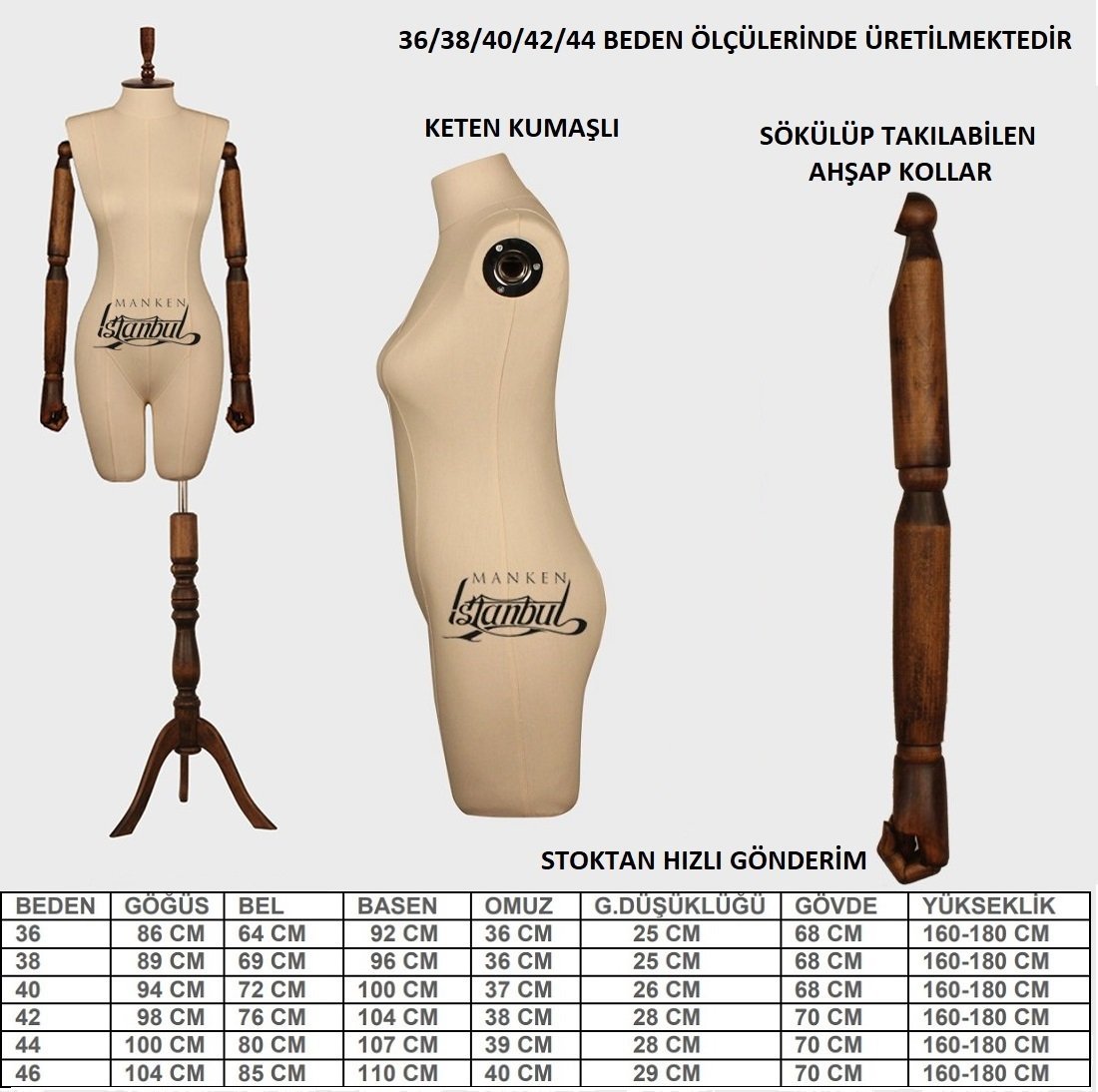 Keten Kumaş Pantolon Giyebilen Terzi Vitrin Mankeni