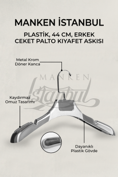 Erkek 44 Cm Gümüş Renk Ceket Askısı 10 Adet