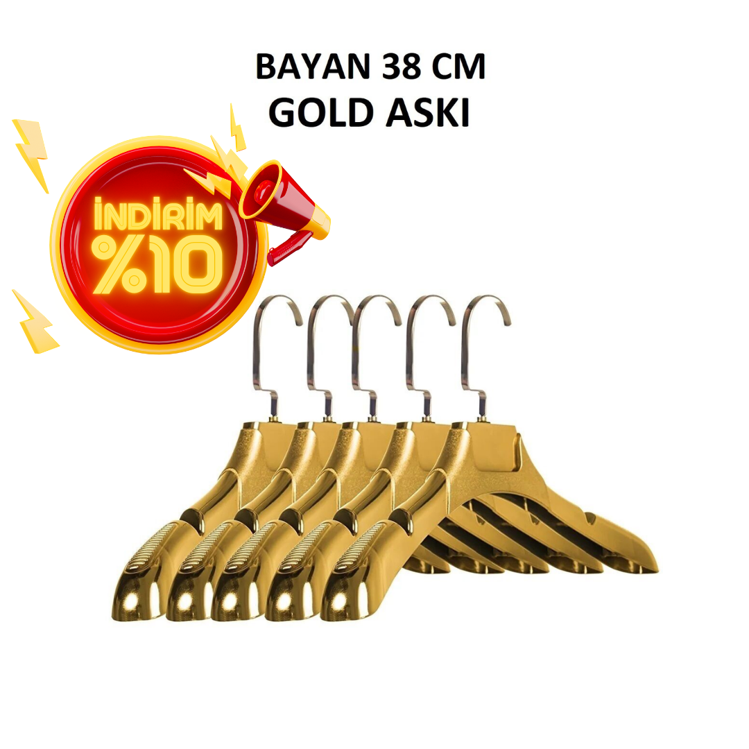 Bayan 38 Cm Gold Renk Ceket Askısı 10 Adet