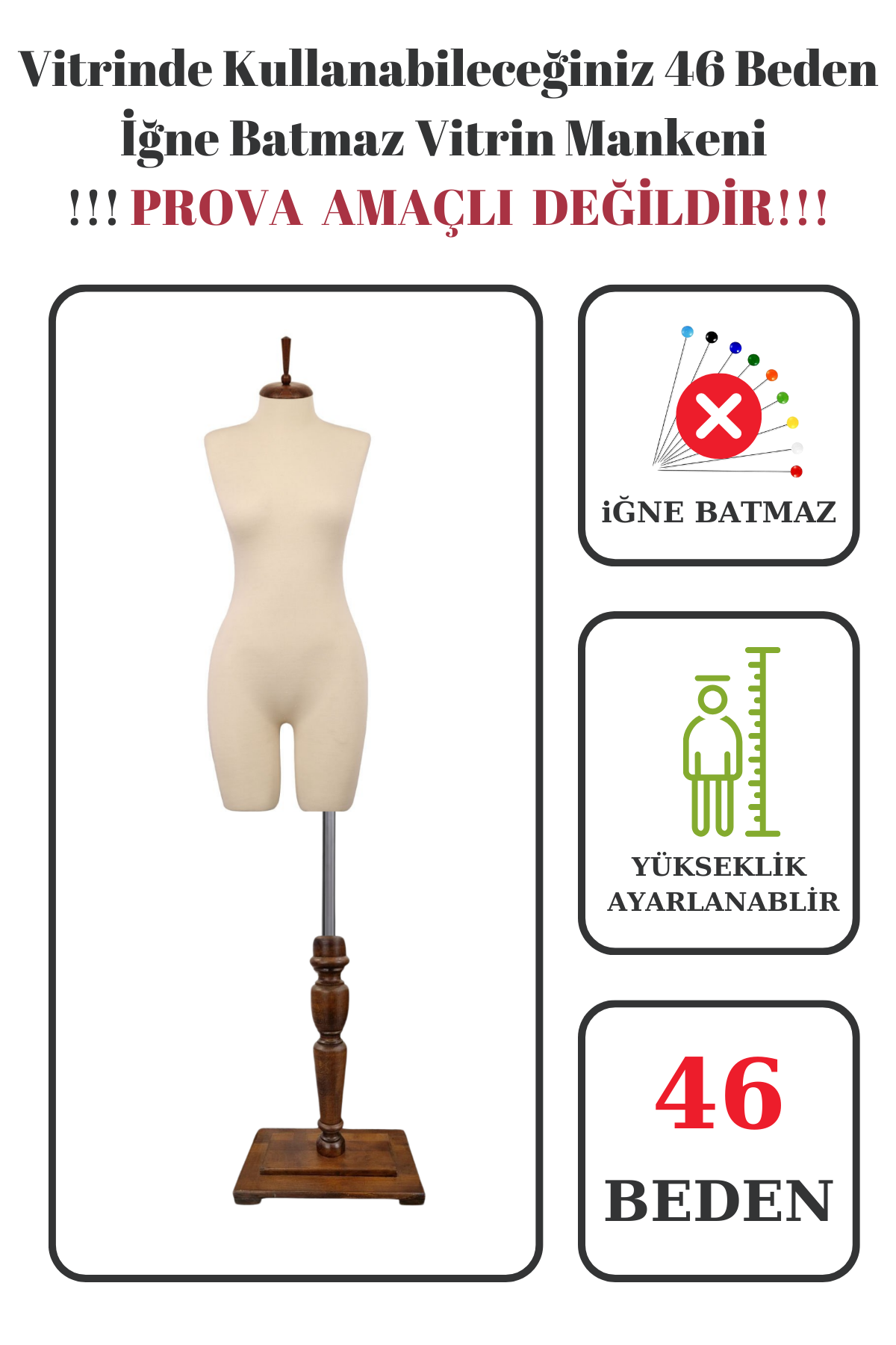 Pantolon Giyebilen Vitrin Mankeni Terzi Mankeni 36-38-40-42-44-46 46 beden