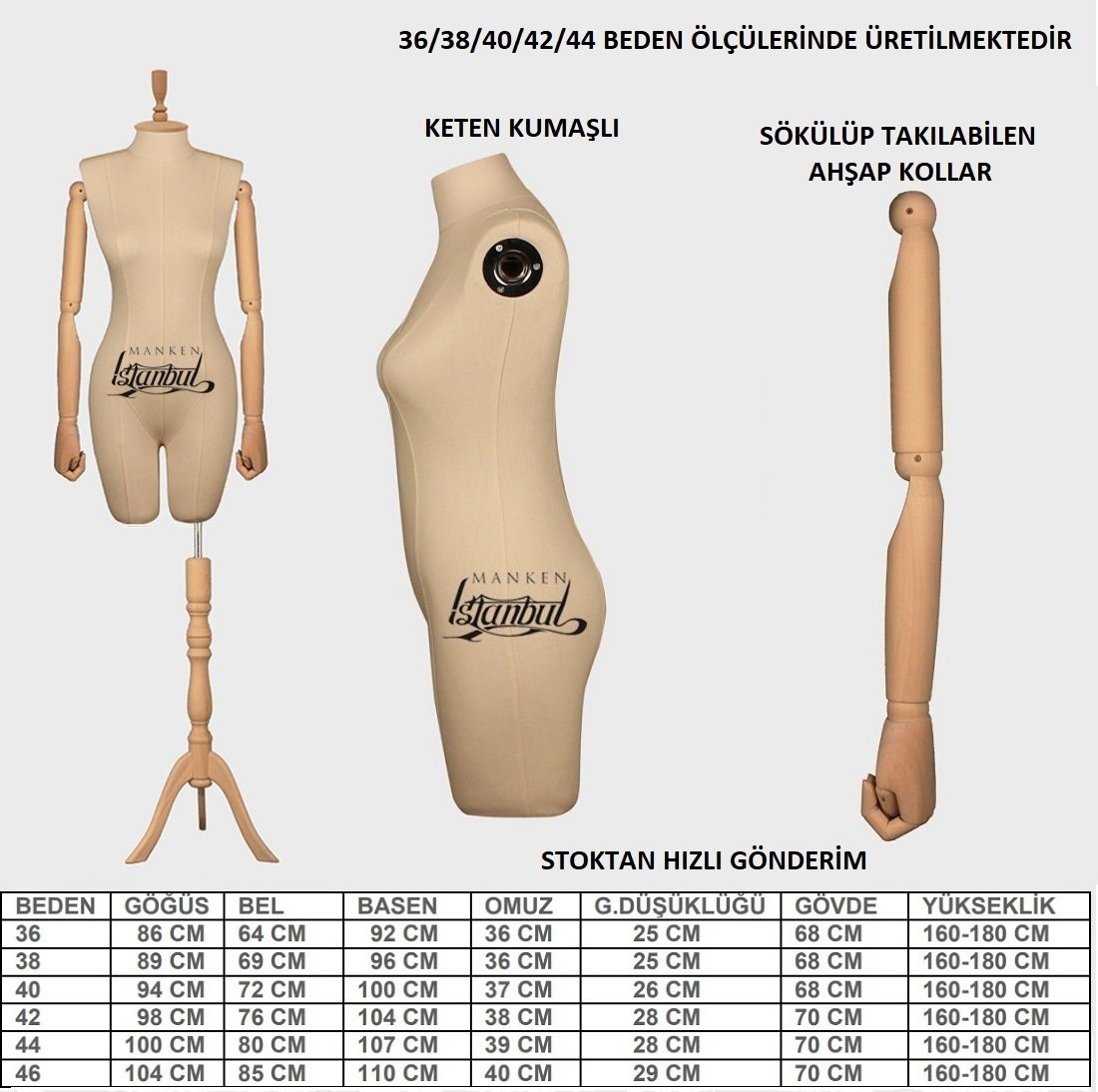 Keten Kumaş Pantolon Giyebilen Terzi Vitrin Mankeni