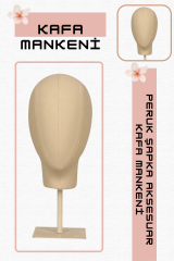 Bayan Metal Standlı Kumaş Kaplı Kafa Mankeni