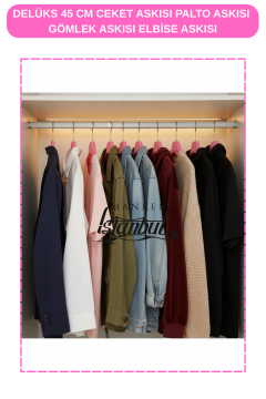 10 Adet Özel Kancalı - Pembe 45 cm ABS Plastik Ceket Askısı Palto Askısı Elbise Askısı