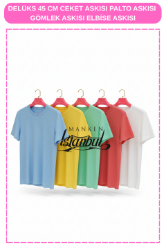 10 Adet Özel Kancalı - Pembe 45 cm ABS Plastik Ceket Askısı Palto Askısı Elbise Askısı