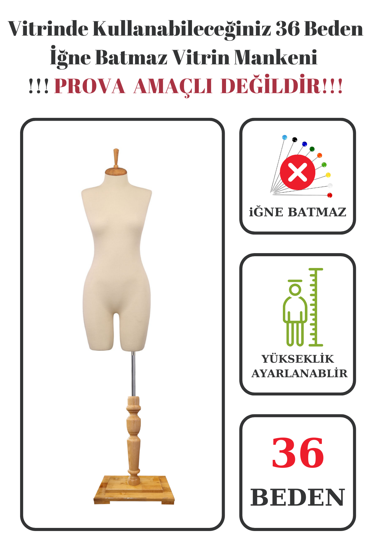 Pantolon Giyebilen Vitrin Mankeni Terzi Mankeni 36-38-40-42-44-46 36 beden