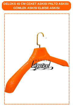 10 Adet Özel Kancalı - Turuncu 45 cm ABS Plastik Ceket Askısı Palto Askısı Elbise Askısı