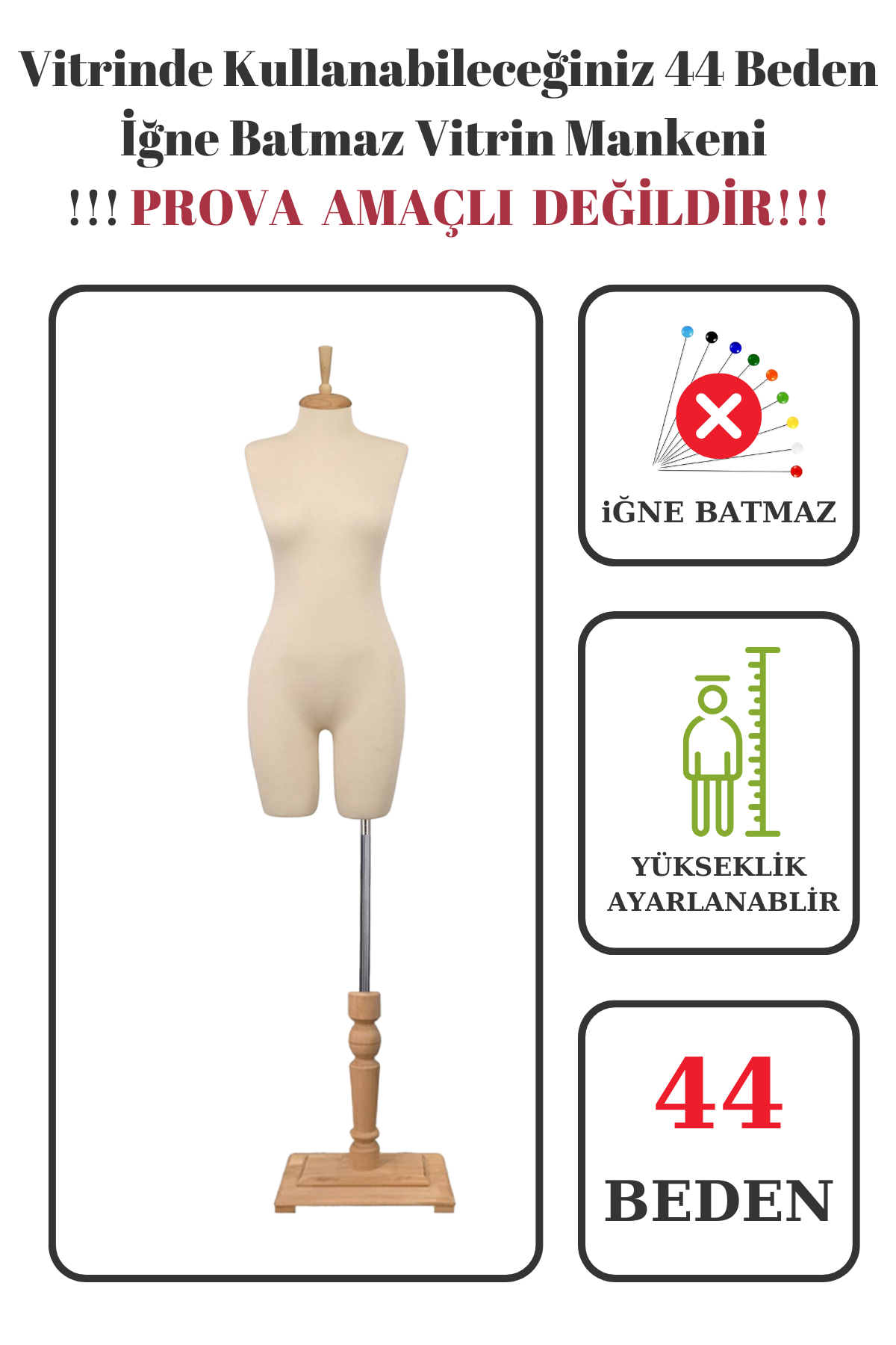 Pantolon Giyebilen Vitrin Mankeni Terzi Mankeni 36-38-40-42-44-46 44 beden