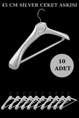 Takım Askısı Elbise Askısı Gümüş Renk Ceket Askısı 10 Adet