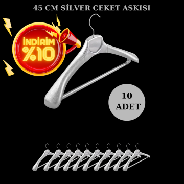 Gümüş Renk Ceket Askısı Takım Askısı Elbise Askısı 10 Adet