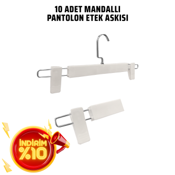 Abs Yüksek Kalite 10 Adet Plastik Mandallı Pantolon Etek Askısı