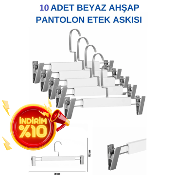 Lamine Yüksek Kalite 10 Adet Ahşap Pantolon Etek Askısı