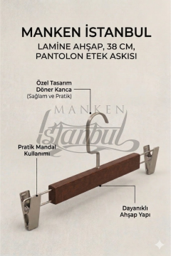 Lamine Yüksek Kalite 10 Adet Ahşap Pantolon Etek Askısı