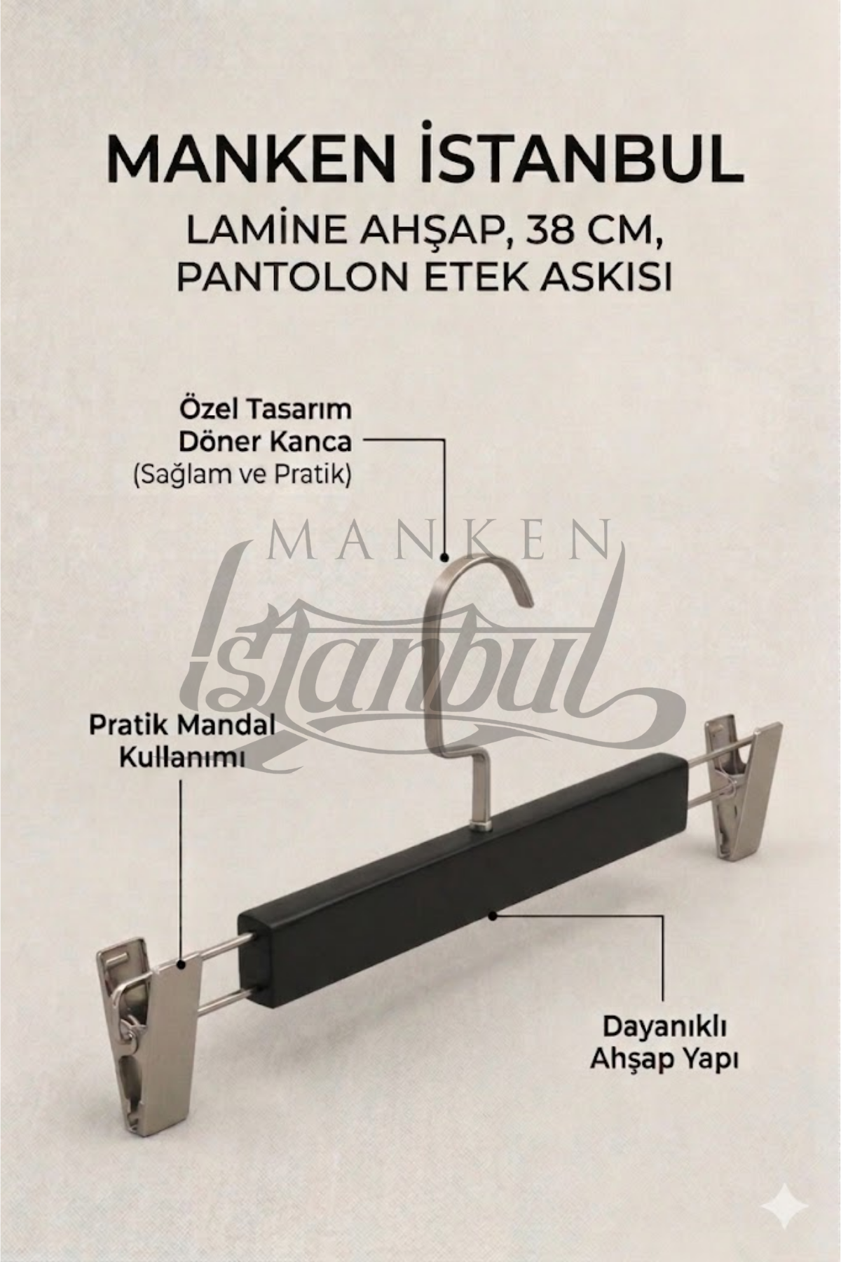 Lamine Yüksek Kalite 10 Adet Ahşap Pantolon Etek Askısı