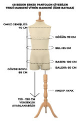 Pantolon Giyebilen 48 Beden Erkek Vitrin Amaçlı Terzi Mankeni