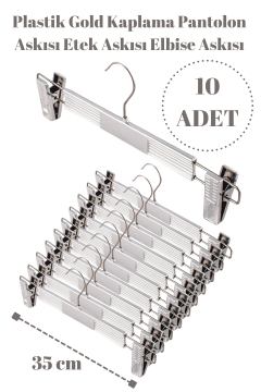 Etek Askısı Gümüş Renk Pantolon Askısı 10 Adet
