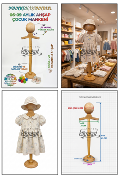 Ahşap Çocuk Estetik Vitrin Mankeni 06/09 Aylık