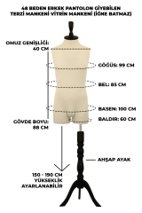 Pantolon Giyebilen 48 Beden Erkek Vitrin Amaçlı Terzi Mankeni