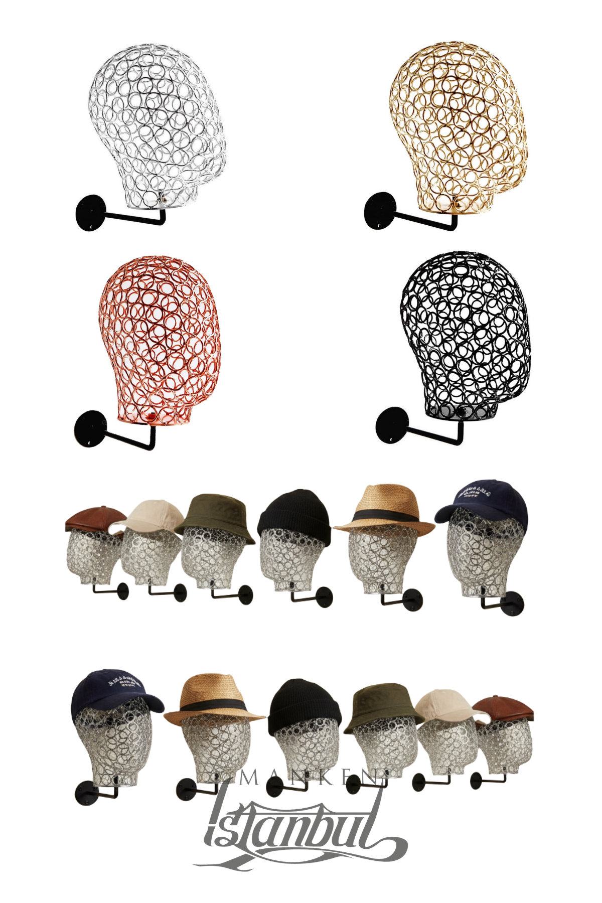 Duvara Monte Erkek Tel Kafa Mankeni