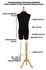 Pantolon Giyebilen 48 Beden Erkek Vitrin Amaçlı Terzi Mankeni