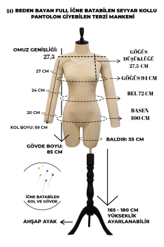 38 Beden Kollu İğne Batabilen Prova Mankeni Terzi Mankeni