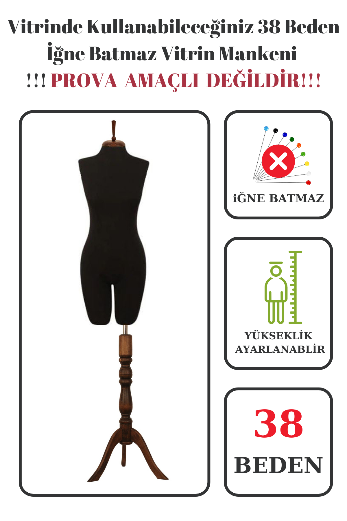 Pantolon Giyebilen Vitrin Mankeni Terzi Mankeni 36-38-40-42-44-46 38 beden