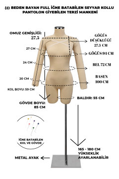 38 Beden Kollu İğne Batabilen Prova Mankeni Terzi Mankeni
