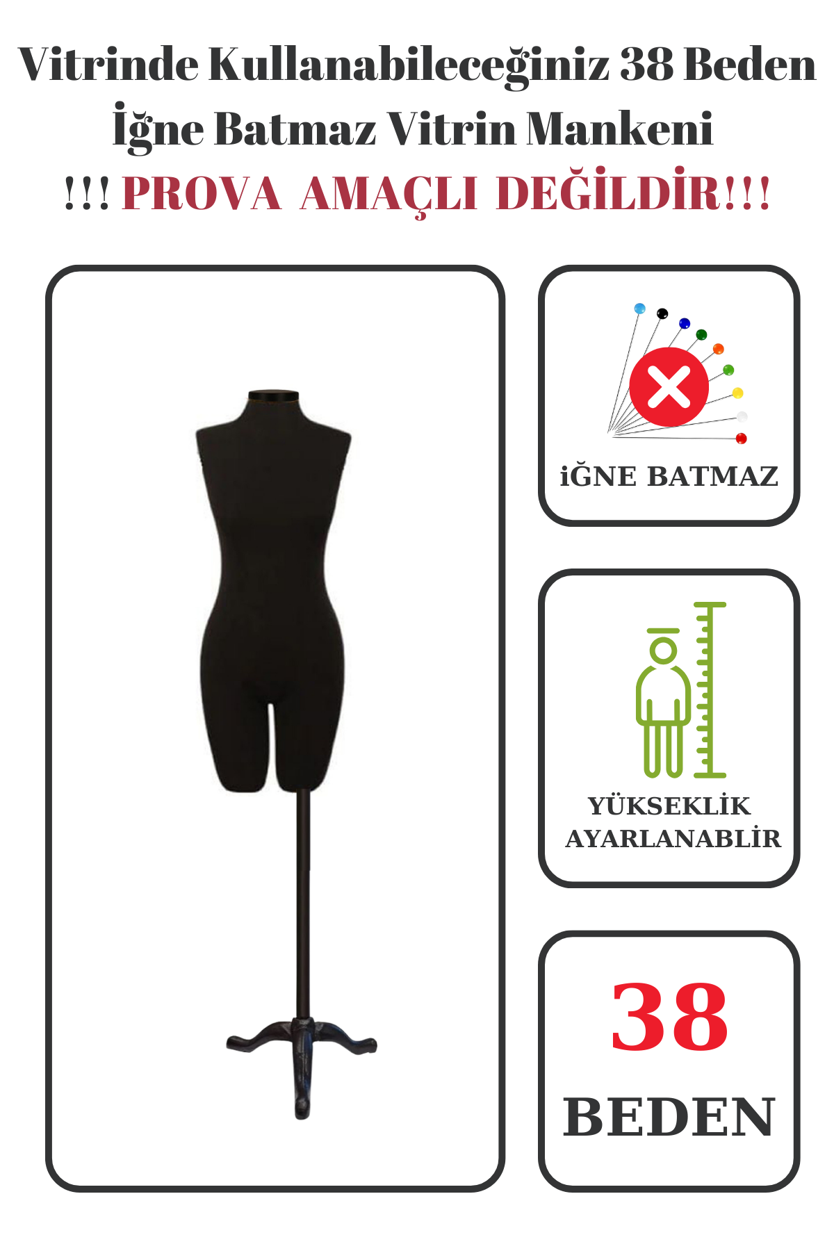 Pantolon Giyebilen Vitrin Mankeni Terzi Mankeni 36-38-40-42-44-46 38 beden