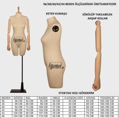 Keten Kumaş Pantolon Giyebilen Kollu Bayan Terzi Mankeni