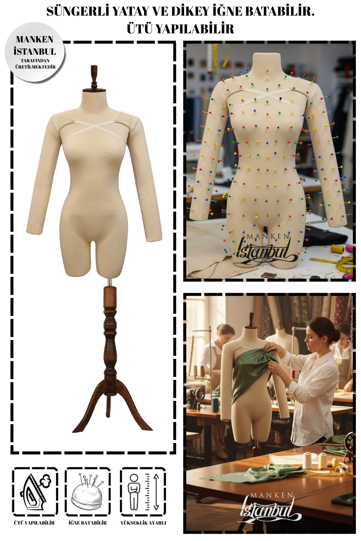 38 Beden Kollu İğne Batabilen Prova Mankeni Terzi Mankeni