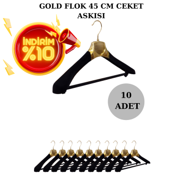Gold Renk Flok Kaplı Ceket Askısı 10 Adet