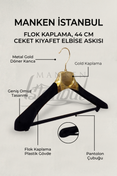 Gold Renk Flok Kaplı Ceket Askısı 10 Adet