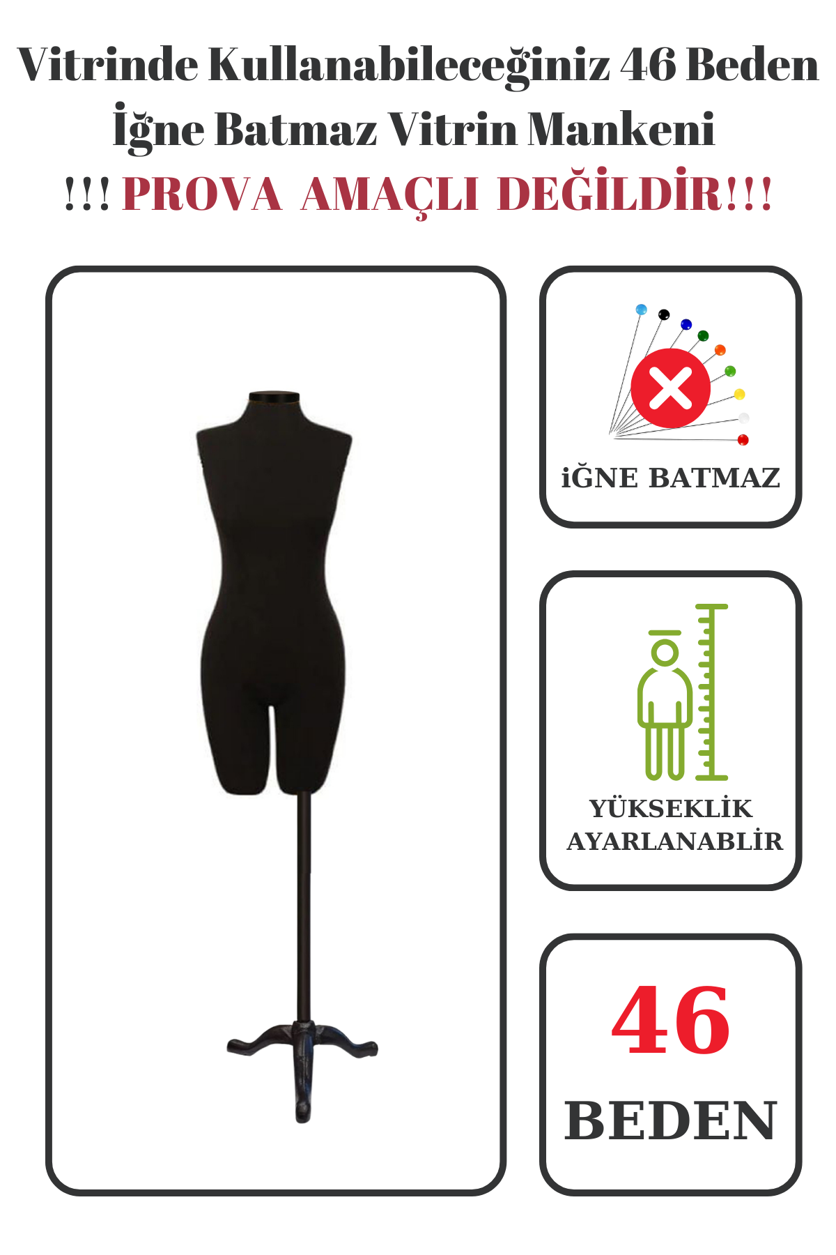 Pantolon Giyebilen Vitrin Mankeni Terzi Mankeni 36-38-40-42-44-46 46 beden