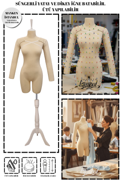 38 Beden Kollu İğne Batabilen Prova Mankeni Terzi Mankeni